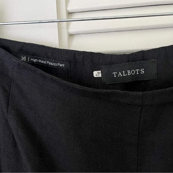Talbots Linen High Waist Palazzo Wide Leg Black Pants Sz 16 - Picture 9 of 10